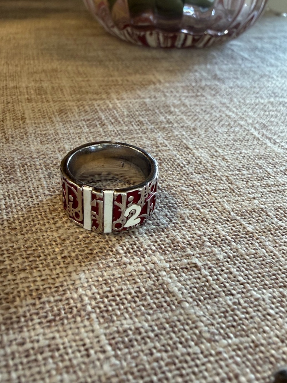 Dior vintage Silver and Red Patterned Women's Statement Ring cuff ring 6 - Picture 6 of 11
